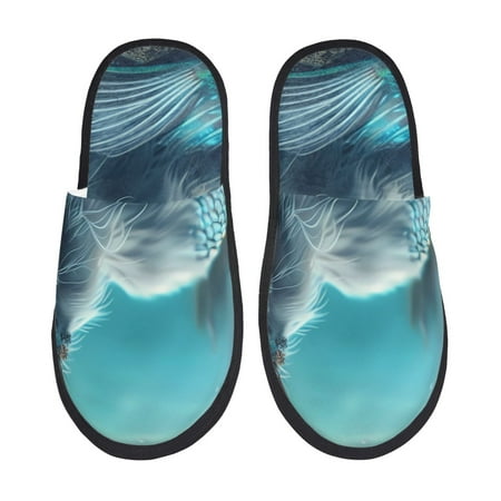 

Tideii Cat Underwater Fantasy for Home Indoor Cotton Slippers Autumn and Winter EVA Plush Slippers Household Supplies Unisex-Large