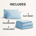 thumbnail image 3 of Comfy Bamboo World Series 90gsm 4pc Microfiber Bedsheets Sheet Set, Queen Size Bed, Light Blue, 3 of 5