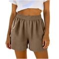 thumbnail image 2 of Sheghy Womens Shorts 100%Cotton Women's Fashion Solid Color Elastic Waist Pocket Shorts Pants, 2 of 6
