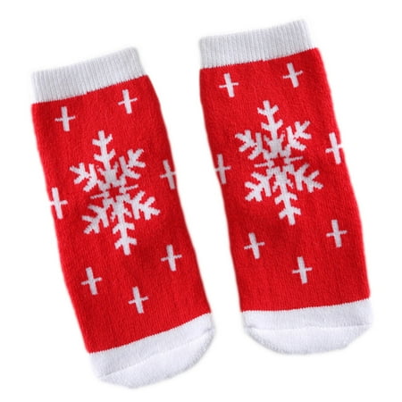 

Toddler Baby Christmas Socks Cartoon Santa Elk Snowflake Winter Terry Hosiery