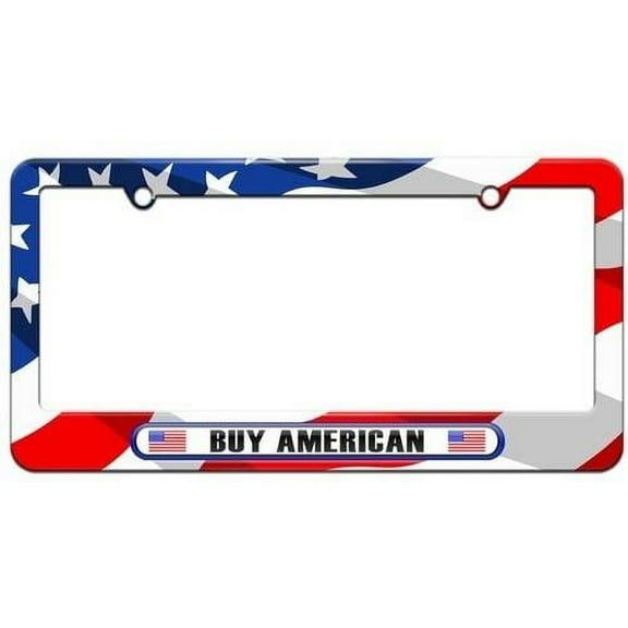Buy American USA Flag, Patriotic License Plate Tag Frame, American Flag Design