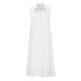 thumbnail image 3 of Birdeem Mode Femmes Printemps/été Robe Décontractée Col en V Unie Bouton Sans Manches, 3 of 7
