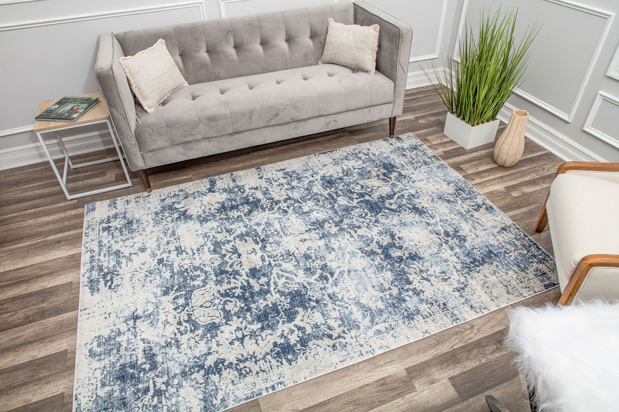 Rugs America Preston PS55A Monterey Blue Transitional Vintage Blue Area Rug, 2'6" x 4'