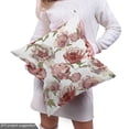 thumbnail image 5 of Ambesonne Floral Fabric by the Yard Upholstery, Peonies on Plain Backdrop, 2 Yards, Dark Rust Slate Brown, 5 of 5