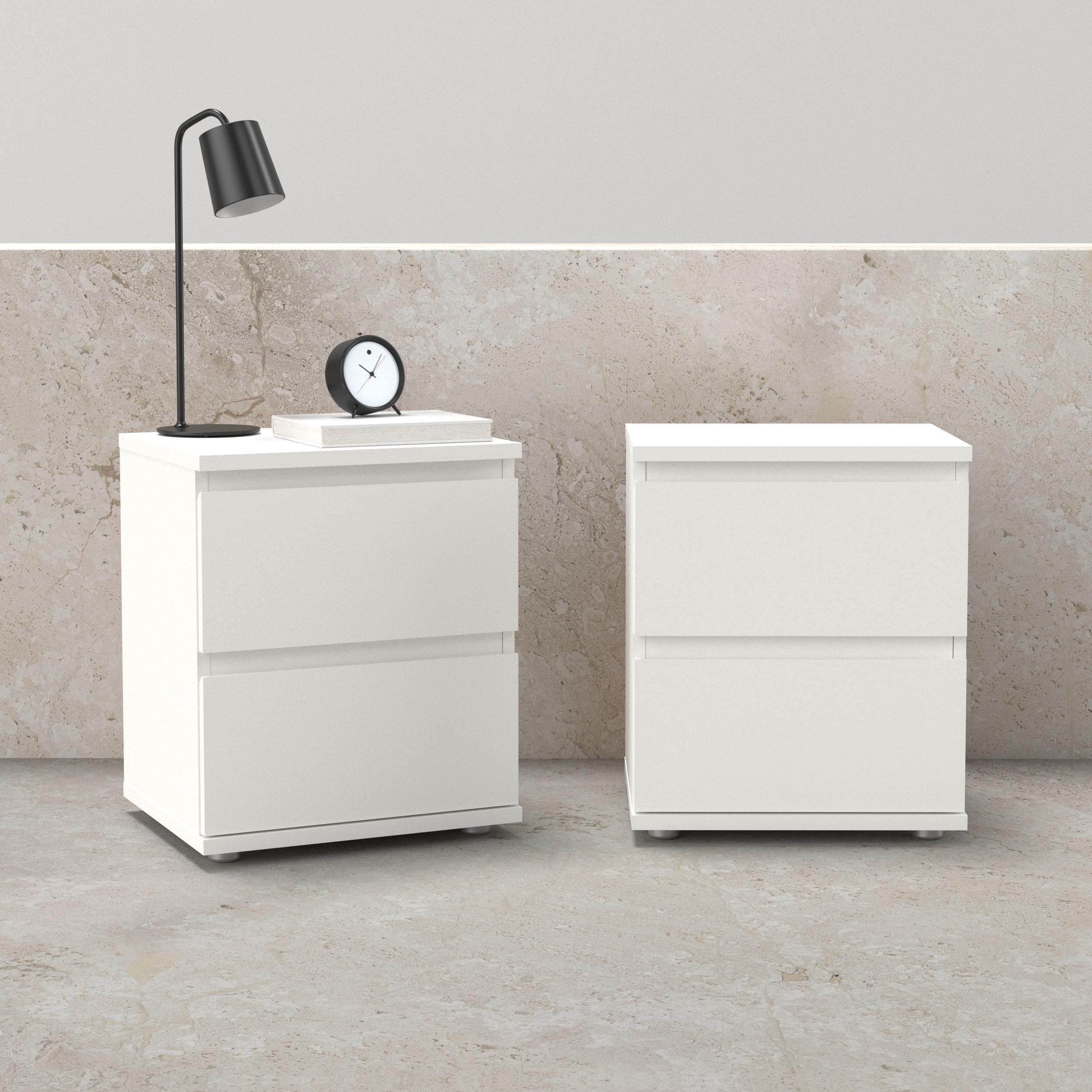 Tvilum Aurora 2 Drawer White Nightstand - Set of 2