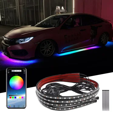 LED Exterior Decorative Lights fits Car Underbody Chasis RGB IP68 Waterproof 4 Piece