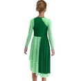 thumbnail image 2 of Doomiva Girls Sequins Long Sleeve Lyrical Praise Dance Dress Asymmetrical Worship Church Robe Tunic Liturgical Dancewear Green 12, 2 of 5