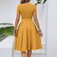 thumbnail image 4 of WTOBBY Women's Solid Color Belted Waist Short Sleeve Round Neck Casual Elegant Minimalist Dress,Ginger M, 4 of 4