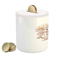 thumbnail image 2 of I Love You More Piggy Bank, Drawing of a Jar with Floral Swirls Valentines Day Art Inspiration, Ceramic Coin Bank Money Box for Cash Saving, 3.6" X 3.2", Peach Blush Brown, by Ambesonne, 2 of 4