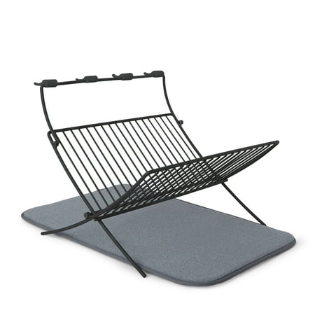 Umbra XDRY Dish Drying Rack and Microfiber Dish Mat – Space Saving Lightweight Design, Folds Up For Easy