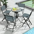 thumbnail image 2 of Costway Set of 4 Outdoor Bar Chair Folding Bar Height Stool with Metal Frame Blue, 2 of 7