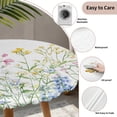 thumbnail image 3 of Spring Floral Round Tablecloth for 45-54 Inch Tables,Fitted Table Cover with Elastic Edge,Colorful Watercolor Botanical Summer Waterproof Outdoor Table Cloth Protector for Patio Garden Dinner Picnic, 3 of 9