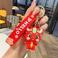 thumbnail image 4 of Mosey Year of 2024 Mascot Dragon Keychain Cute 3D Dragon Figurine Hanging Ornament Cartoon Animal Keyring Charm Backpack Decoration New Year Gift, 4 of 8