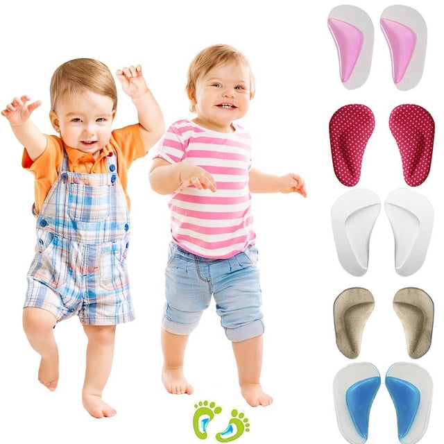 Fufafayo 4Pcs Orthotic Arch Support Insoles for Flat Feet, Plantar Fasciitis Heel Pain Relief, Gel Cushion Foot Pads for KidsChildren, Corrective Inserts for Shoes