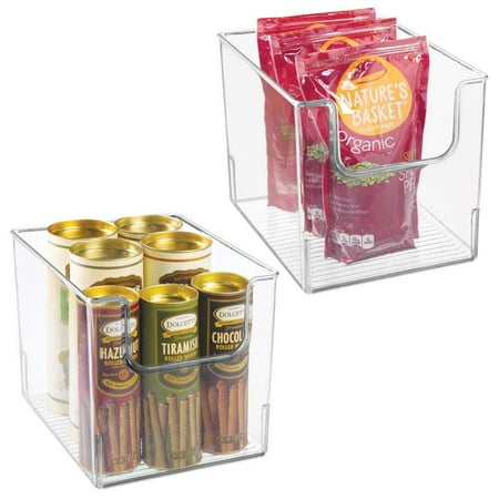 mDesign Plastic Open Front Food Storage Bin for Kitchen Cabinet, Pantry, Shelf, Fridge/Freezer - Organizer for Fruit, Potatoes, Onions, Drinks, Snacks, Pasta - 8