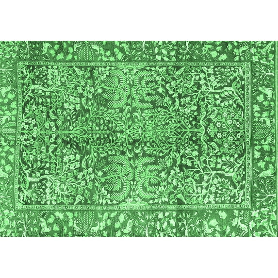Ahgly Company Indoor Rectangle Persian Emerald Green Traditional Area Rugs, 2' x 3'