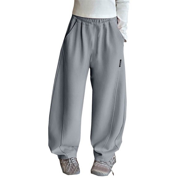 Generic Boys Baggy Sweatpants Barrel Ankle Trousers Straight Leg Open Bottom Casual Sweat Pants Elastic Waist Joggers Pants Pockets