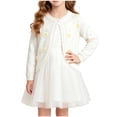 thumbnail image 3 of FRSASU Girls Cute Shrug Openwork Knit Cardigan Sweater Long Sleeve Button Front Closure Crop Tops Dress Cover Up White-D, 3 of 9