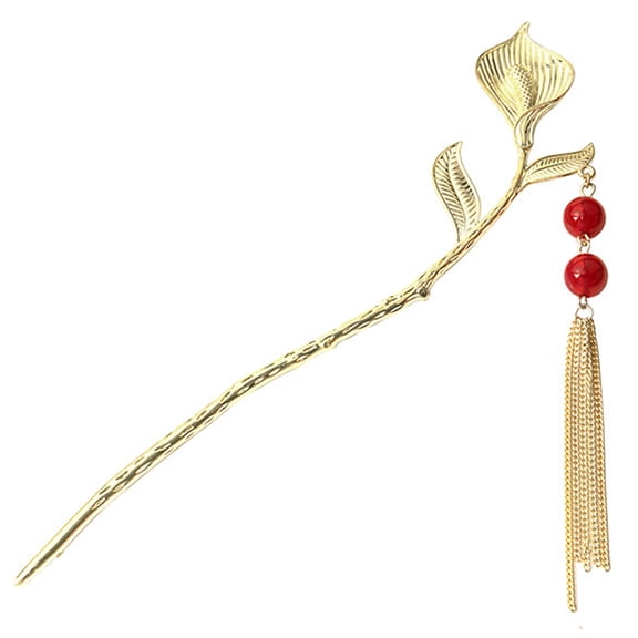 LOLIPPYY Handcrafted Golden Flower Hair Stick with Tassel for Classic Chinese Hair Decor