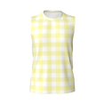 thumbnail image 6 of Lsque Lemon Yellow Checkboard Print Men's Cotton Blend Sleeveless Muscle Shirts (S-3XL)- Moisture Wicking, Odor Protection, UPF 30+,X-Large, 6 of 8