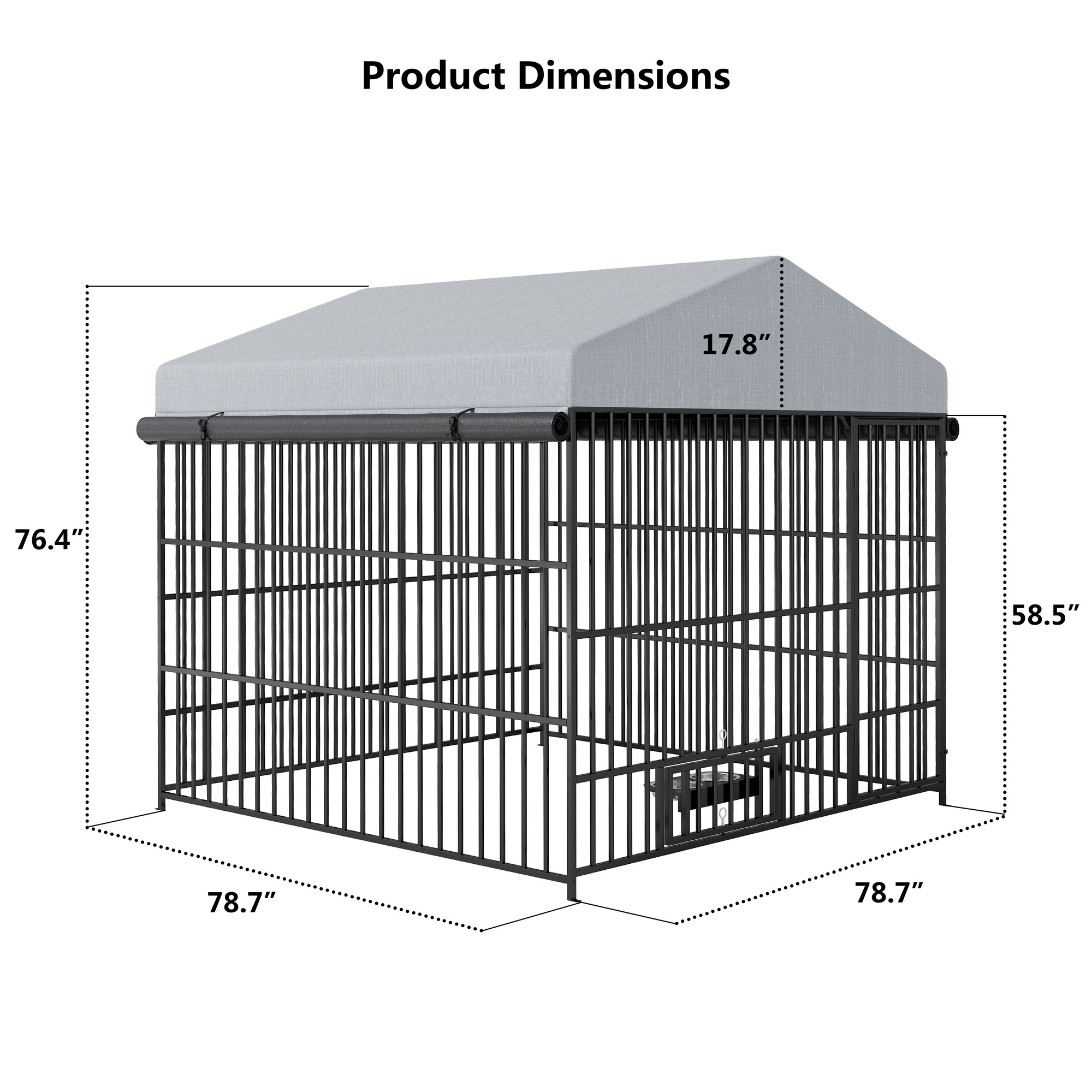 QNACPY Heavy-duty Large Dog Kennel, Outdoor Pet Pens Run Enclosure Animal Hutch Metal Coop Fence with Roof Cover for Small/Medium/Large Dogs(6.6'L x 6.6'W x 6.4'H)