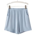 thumbnail image 4 of Ailaofu Womens Solid Color Lounge Shorts Elastic Waist Casual Sleep Shorts with Pockets Soft Comfy Shorts for Women, 4 of 6