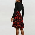 thumbnail image 4 of Valentine Dress for Women 1950S Retro Long Sleeve V-Neck Cocktail Dresses with Belt Love Heart Printing A-Line Dress Black 2XL, 4 of 6