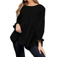 thumbnail image 4 of Seductiva Women's Long Sleeve Shirts Basic Tee Women's Loose Top Paired Women with Tight Pants Retro Long Sleeve Shirt Round Neck Shirt Women's Patterned Workout Y2K Clothes Women Shirts Summer, 4 of 9