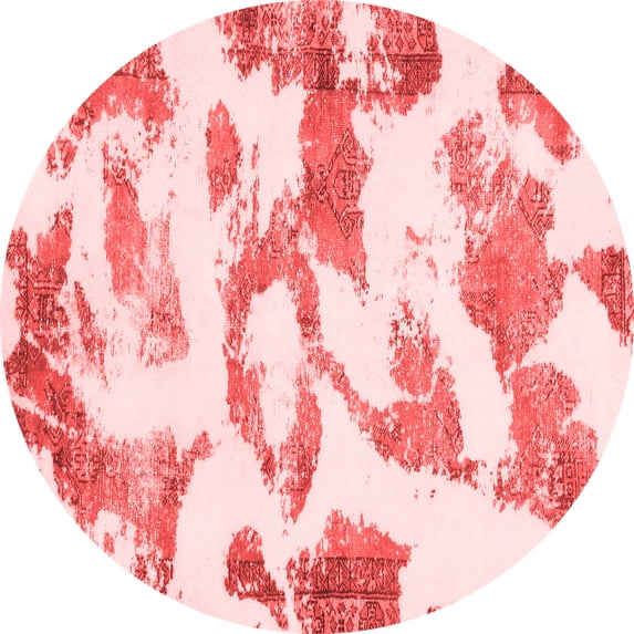Ahgly Company Machine Washable Indoor Round Oriental Red Modern Area Rugs, 6' Round