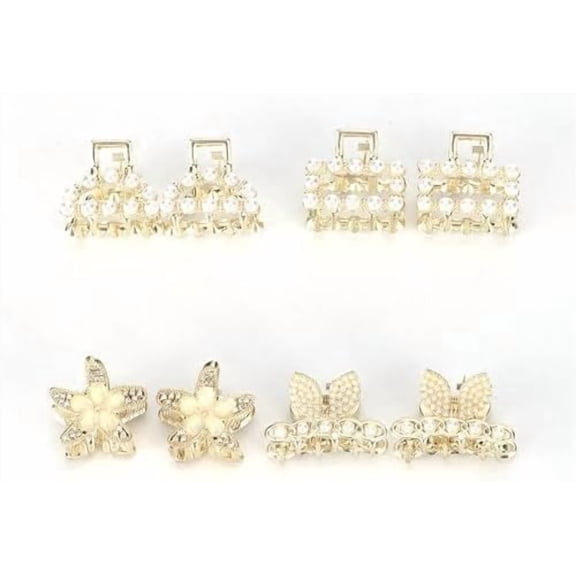 8-Pack Mini Metal Claw Clips with , Non-Slip for Thin & Thick Hair, Cute Barrettes Jaw Clamps, Bangs Pins Hair Accessories for Women & Girls