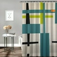 thumbnail image 2 of YANMS Abstract Teal Blue Green Grey Geometric Durable and Washable Shower Curtain in Multiple Sizes White, 2 of 6