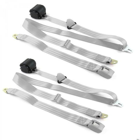 AMC Hornet 1970-1977 Standard 3 Point Gray & Grey Retractable Bucket Seat Belt Kit - 2 Belts