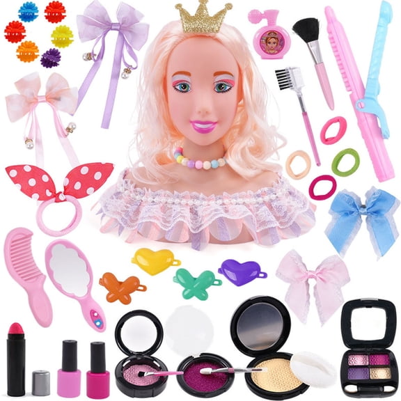 Hair Styling Doll Head, Deluxe Hairstyle Makeup Toy, Pretend Play Game, Hairdresser Practice, Girls Gift, Creative Styling, Hair Styling Doll Head