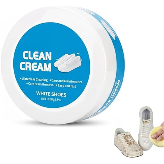 CCWADH White Shoe Cleaner Cream, Multipurpose No-Wash Solid Cleaning Paste with Sponge Removes Stains & Dirt, Multipurpose White Shoes Clean Cream for Leather Sneakers Soles