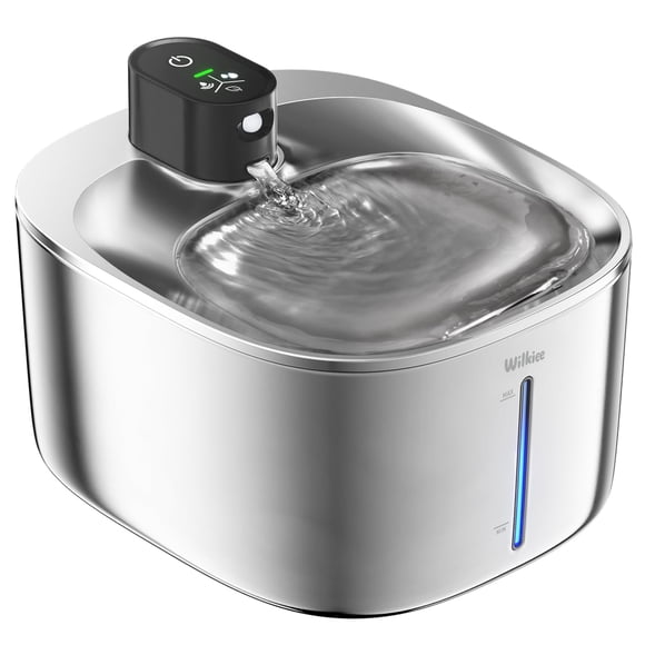 Fuente de agua para gatos WILKIEE 4,1 L de acero inoxidable inalámbrica