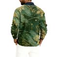 thumbnail image 4 of Wutalume Men's V-Neck Christmas Print Sweater, Long Sleeve Ribbed Knit Pullover, Cozy Stretch Top for Holiday Parties, Casual Comfort and Layering,Army Green L, 4 of 6