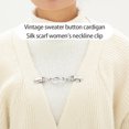 thumbnail image 3 of Clip de cuello exquisito oro plata bufanda anillo suéter suéter clips tallado cuello joyería joyería de San Valentín accesorios para mujeres de plata Inevent AP008825-01, 3 of 6