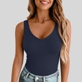 thumbnail image 2 of Sawvnm Women's Double Lined V Neck Tank Tops Summer Slim Fit Basic Sleeveless Shirts Cute Trendy Going Out Tops, 2 of 9