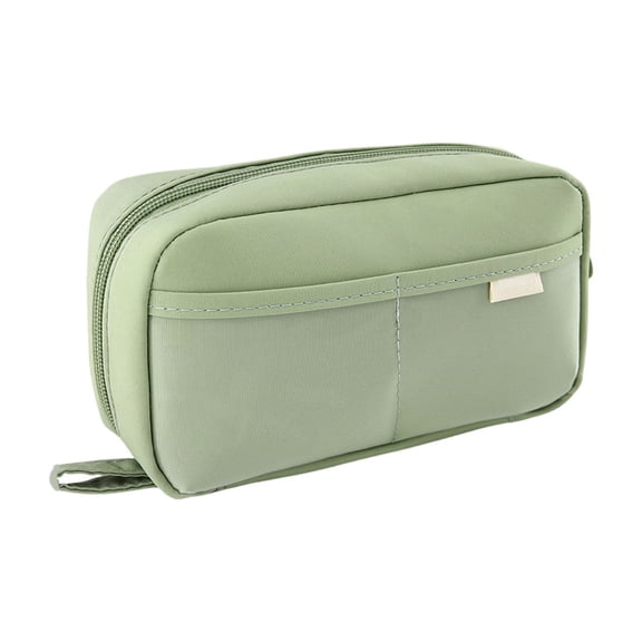 Kyusrd Multi-Layer Oxford Fabric Large Capacity Pencil Case,Multifunctional Zipper Stationery Organizer Pouch with Green Accent