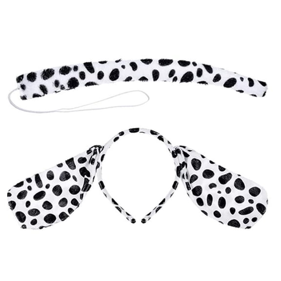 Cosplay Plush Spotted Dog Ear Shape Hairband Bowtie and Tail Suit Children Funny Costume Carnivals Supplies for Carnival
