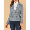 thumbnail image 6 of Allegra K Women's Plaid Double Breasted Notched Lapel Blazer Jackets, 6 of 8