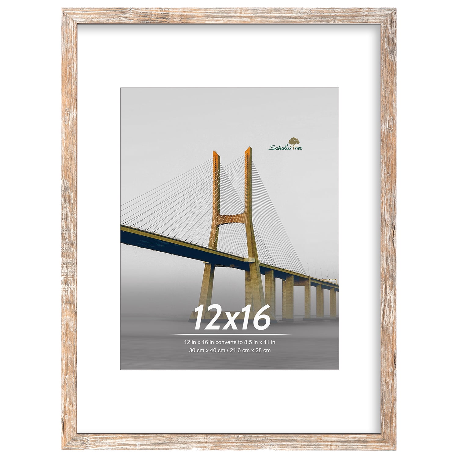 Scholartree 5 PACK 12x16 Gallery Wall Picture Frame Set, 12x16 Wall Picture Frames, Brown Oak