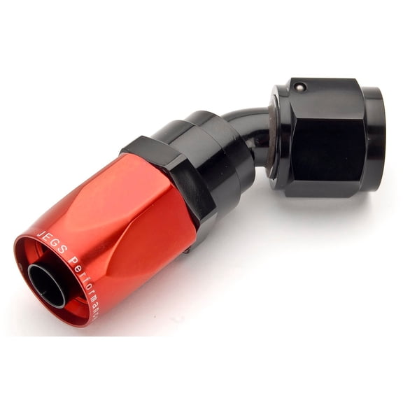 JEGS Red/Black 45° Max Flow Swivel Hose End -8AN