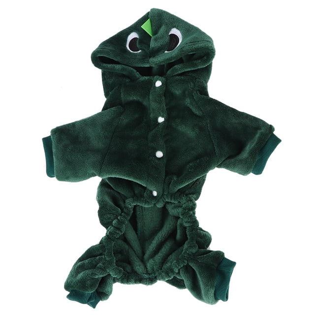 Ropa de invierno de forro polar con diseño de dinosaurio para perros pequeños, chaqueta y atuendo para cachorros.