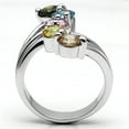 thumbnail image 3 of Rhodium Brass Ring with AAA Grade CZ in Multi Color for Women Multi Color Stone Color Style 3W291 Size 6, 3 of 4