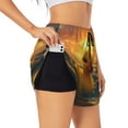 thumbnail image 3 of Lsque Cartoon Swimming Yellow Duck Printed Women's Running Shorts with Liner Pockets,Elastic Quick Dry Workout Athletic Gym Yoga Shorts,Womens High Waist Shorts-, 3 of 9