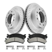 Funire Front Brake Kit for Chevrolet Silverado 1500 HD 2001-2003;2005-2006 Geomet Drilled Rotors Ceramic Brake Pads (12.8in) 325mm Brake Kits Replacement Brake Pad & Rotor Kit