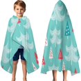 thumbnail image 3 of Turquoise Christmas Tree Pattern Hooded Bath Towel，60"x35" for Ages 3 To 12 Kids, Quick Dry Lightweight Soft Microfiber Hood Beach Towel Cover Up for Kids, 3 of 7