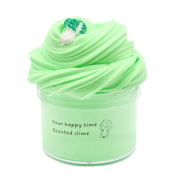 Fluffy Scented Slime for Kids and Adults, Stress Relief Toy, Non-Sticky, Soft, Green, Ideal for Sensory Play