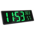 thumbnail image 1 of DOLITY Large Digital Wall Clock Temperature Humidity Display 12/24H for NightStand Home Green, 1 of 9